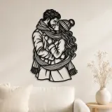 Arte mural de metal de pareja con bufanda de invierno | Decoración romántica de pareja