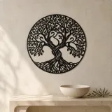 Two Trees Embrace Metal Wall Art | Botanical Metal Wall Decor - lifestyle view 3