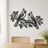Two Birds on Branch Metal Wall Art | Wildlife Silhouette Decor - lifestyle view 4