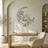 Crescent Reclining Figure Metal Wall Art | Celestial Woman Wall Decor - lifestyle view 4