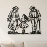 Großeltern Enkelkind Metall Wandkunst | Familien Silhouette Dekor