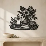 Candle and Flowers Metal Wall Art | Cozy Home Metal Decor - lifestyle view 3
