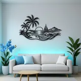 Beach Palm Horizon Metal Wall Art | Coastal and Nautical Wall Decor