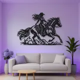 Cowgirl and Horse Metal Wall Art | Equestrian Wall Decor