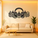 Headphones Sound Wave Metal Wall Art | Music Room Wall Decor
