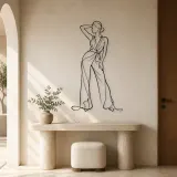 Elegant Jumpsuit Pose Metal Wall Art | Fashion Figure Wall Decor - lifestyle view 3