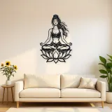 Meditation with Lotus Metal Wall Art | Movement Silhouette Decor
