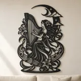 Harp Mondbogen Metall-Wandkunst | Musikzimmer Dekoration