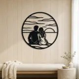 Sunset Silhouette Metal Wall Art | Romantic Couple Decor - lifestyle view 5