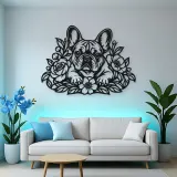 French Bulldog Floral Metal Wall Art | Pet Lover Silhouette Decor