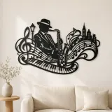 Flujo de Jazz de Saxofón Cartel de Metal | Decoración para Sala de Música