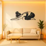 Calm Child Pose Metal Wall Art | Family Silhouette Decor