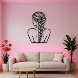 Braided Hair Muse Metal Wall Art | Minimalist Woman Line Art