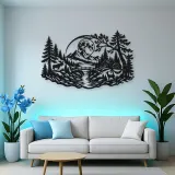 Forest Moon Arc Metal Wall Art | Nature Silhouette Decor