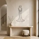 Silk Gown Back Pose Metal Wall Art | Fashion Figure Wall Decor - lifestyle view 3