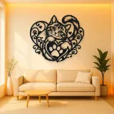 Cat Paw Heart Metal Wall Art | Pet Lover Silhouette Decor