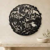 Wolf Moon Arc Metal Wall Art | Celestial Boho Wall Decor - lifestyle view 3