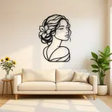 Calm Side Glance Metal Wall Art | Minimalist Woman Line Art