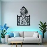 Balcony Embrace Metal Wall Art | Romantic Couple Decor