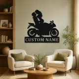 Personalized Lifted Couple Sport Motorcycle Metal Wall Art - lifestyle view 4