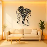 Two Faces One Line Metal Wall Art | Romantic Couple Decor