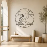 Décoration murale en métal "Libération de la posture du pigeon" | Décor mural pour le yoga et la méditation