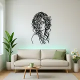 Leaf Veil Face Metal Wall Art | Minimalist Woman Line Art