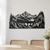 Train through Mountains Metal Wall Art | Travel and City Wall Decor - lifestyle view 4