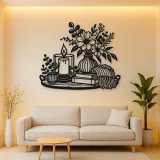 Candle and Flowers Metal Wall Art | Cozy Home Metal Decor