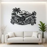 Ukulele Island Flow Metal Wall Art | Music Room Wall Decor