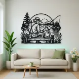 Grandfather Grandson Fishing Metal Wall Art | Family Silhouette Decor