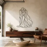 Cartel de metal personalizado de abrazo bajo el velo nupcial | Decoración de pareja romántica