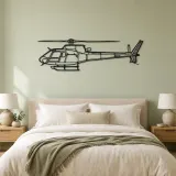 AS 350 B3 Helicopter Silhouette Metal Wall Art, Home Decor, Birthday Gift, Aircraft Silhouette - lifestyle view 2