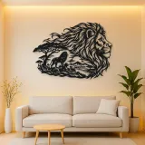 Lion Head Flow Metal Wall Art | Wildlife Silhouette Decor