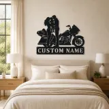 Personalized Touring Motorcycle Family of Three Metal Wall Art - lifestyle view 2