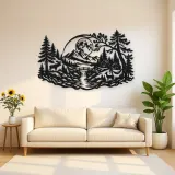 Forest Moon Arc Metal Wall Art | Nature Silhouette Decor