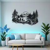 Woodland Family Walk Metal Wall Art | Family Silhouette Decor