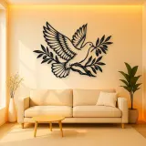 Dove Olive Branch Metal Wall Art | Wildlife Silhouette Decor