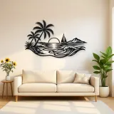 Beach Palm Horizon Metal Wall Art | Coastal and Nautical Wall Decor