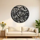 Wildlife World Circle Metal Wall Art | Wildlife Silhouette Decor