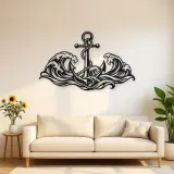 Anchor and Waves Metal Wall Art | Coastal and Nautical Wall Decor