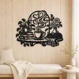 Coffee Cup Steam Flow Metal Wall Art | Cozy Home Metal Decor - lifestyle view 5