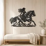 Cowgirl and Horse Metal Wall Art | Equestrian Wall Decor - lifestyle view 5