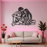 Family with Cat Metal Wall Art | Pet Lover Silhouette Decor