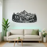 Waterfall Mountain Valley Metal Wall Art | Nature Silhouette Decor