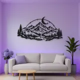 Moonlit Mountain Arc Metal Wall Art | Nature Silhouette Decor