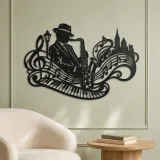 Saxophone Jazz Flow Metal Wall Art | Music Room Wall Decor - lifestyle view 2