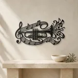 Trumpet Sound Ribbon Metal Wall Art | Music Room Wall Decor - lifestyle view 3