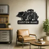 Personalized Heavy Wheel Loader Raised Bucket Metal Wall Art - lifestyle view 4