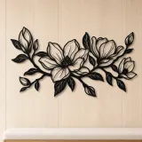 Magnolia Branch Metal Wall Art | Botanical Metal Wall Decor - lifestyle view 5